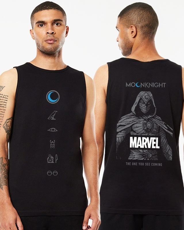 Shop Men's Black Moon Knight Marvel Graphic Printed Vest-Front