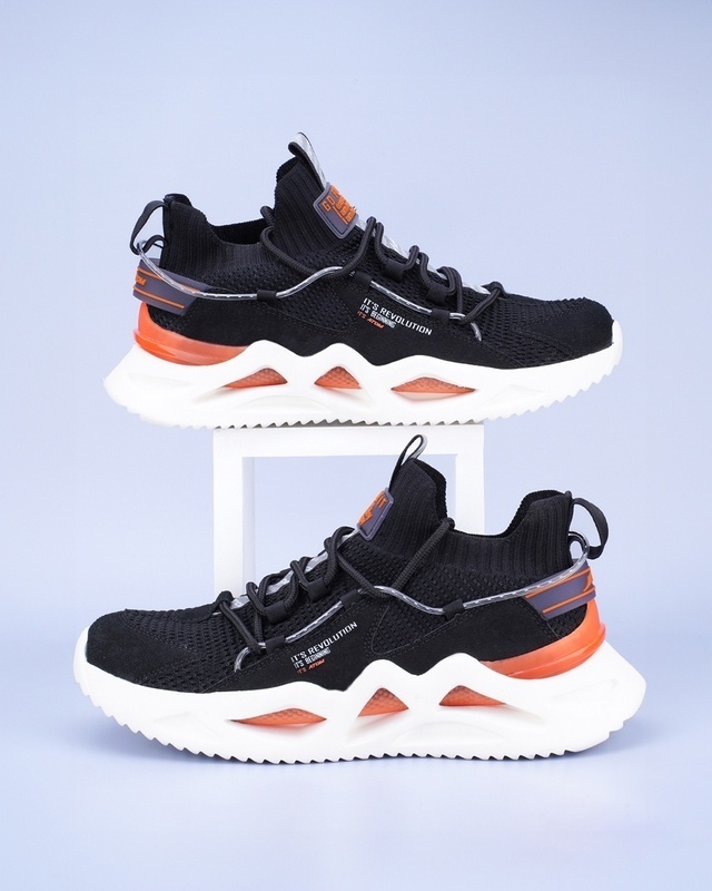Shop Men's Black & Orange Sneakers-Front