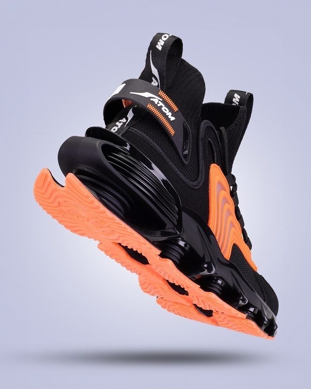 Shop Men's Black & Orange Spring Edge Alpha 1 Color Block High-Top Sneakers-Front