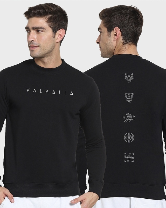 Shop Men's Black ValhallaTypography Sweatshirt-Front