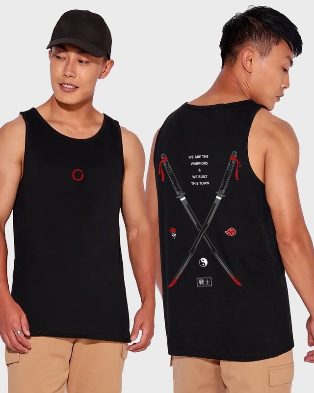Shop Men's Black Warriors Graphic Printed Vest-Front