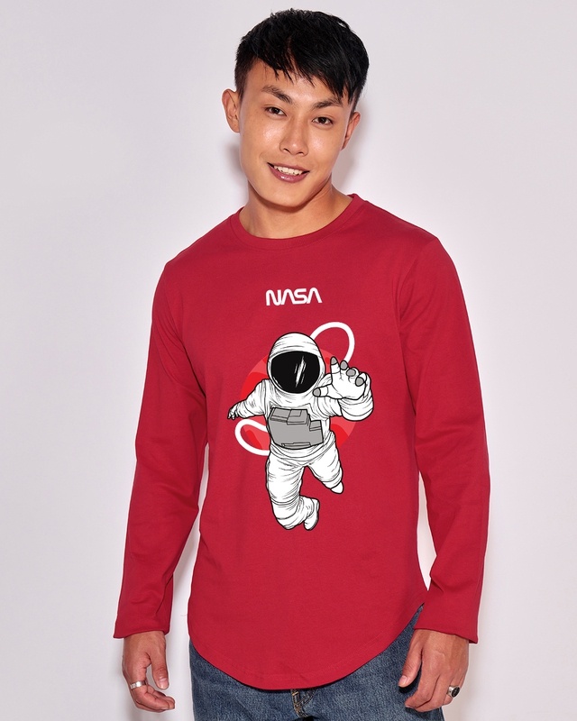 Shop Men's Red NASA Astronaut Graphic Printed Apple Cut T-shirt-Front