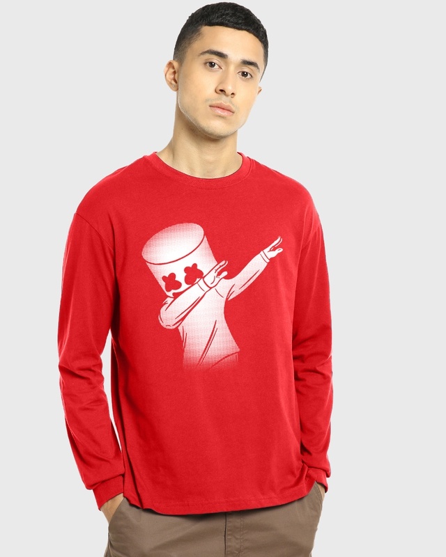 Shop Men's Red Dab Masmello Graphic Printed Oversized T-shirt-Front