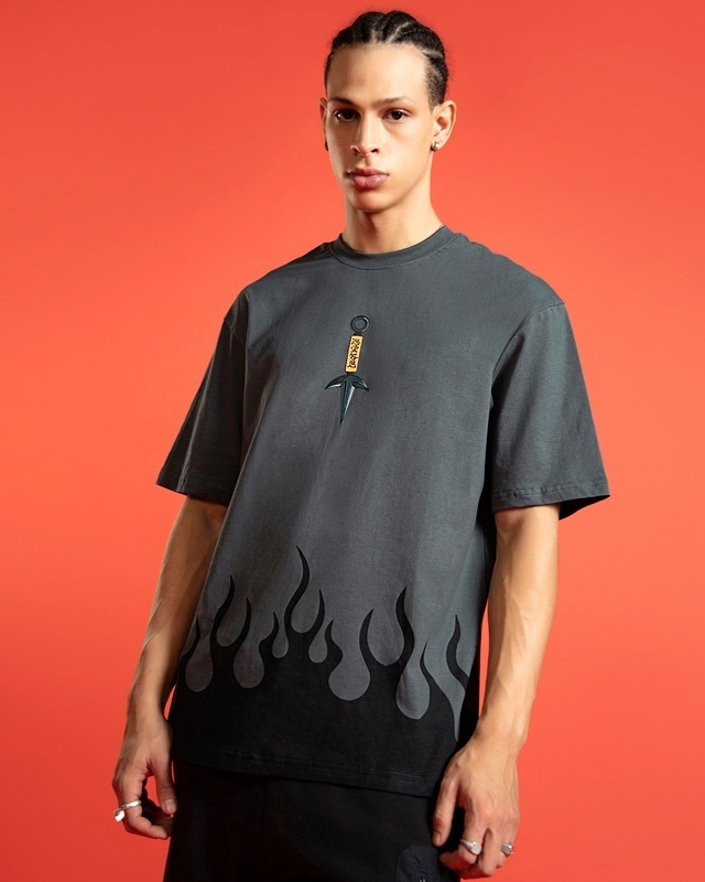 Shop Men's Dark Shadow Lord Key Printed Oversized T-shirt-Front