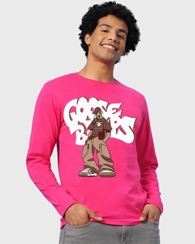 Shop Men's Pink Goose Bumps Graphic Printed T-shirt-Front