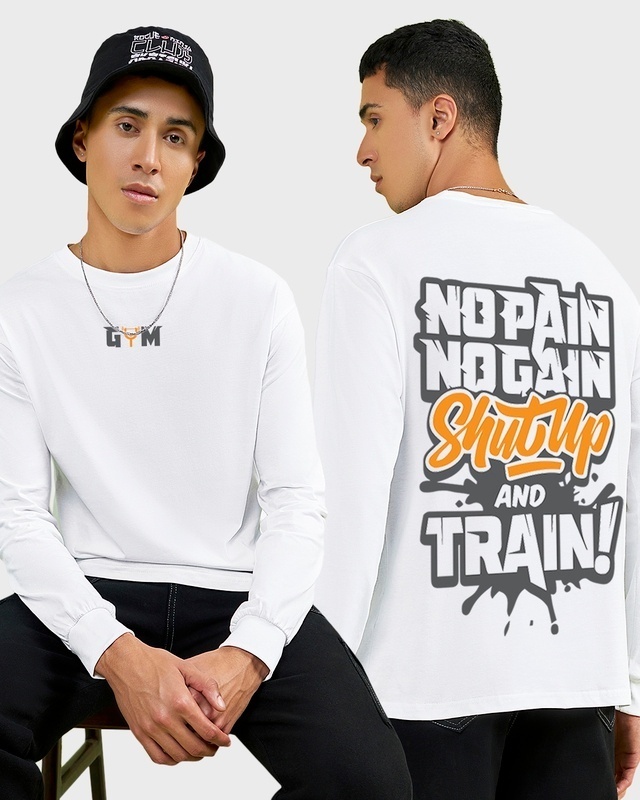 Shop Men's White Heavy Weight Typography Oversized T-shirt-Front