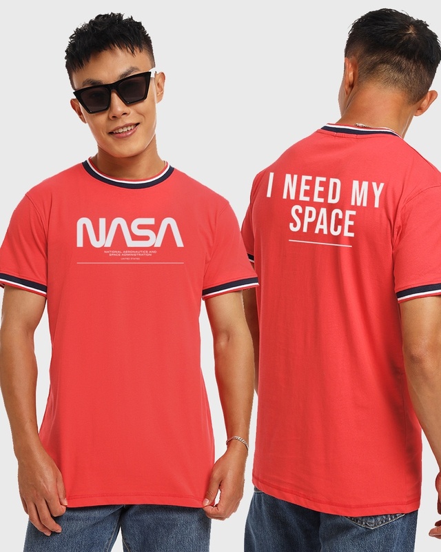 Shop Men's Red Spaced NASA Typography Varsity T-shirt-Front