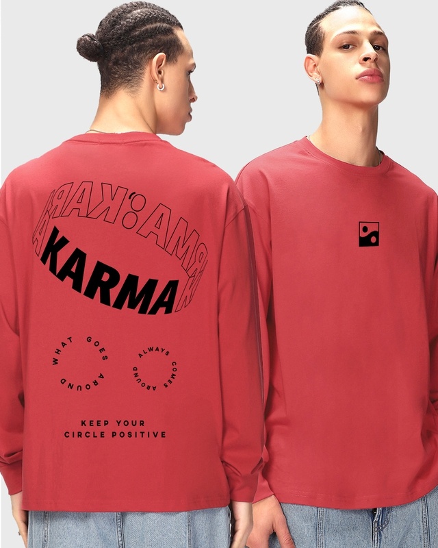Shop Men's Red Karma Circles Graphic Printed Oversized T-shirt-Front