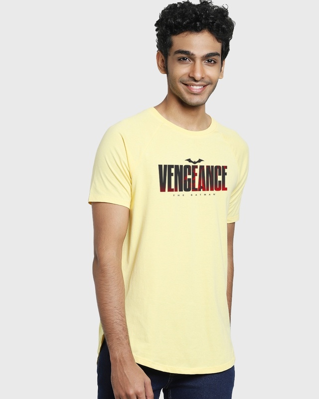 Shop Men's Yellow Vengeance Typography Apple Cut T-shirt-Front