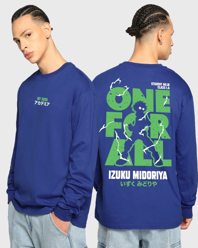 Shop Men's Blue My Hero Typography Oversized T-shirt-Front