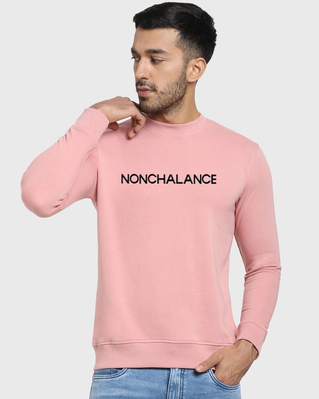 Shop Men's Pink Nonchalance Typography Sweatshirt-Front