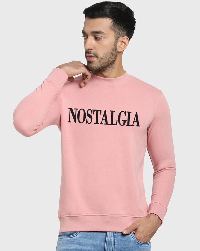 Shop Men's Pink Nostalgia Typography Sweatshirt-Front