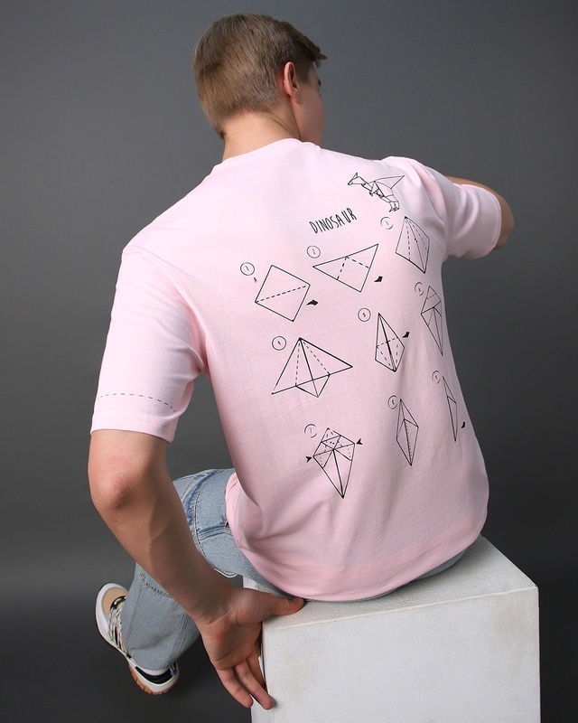 Shop Men's Pink Orig Graphic Printed Oversized T-shirt-Front
