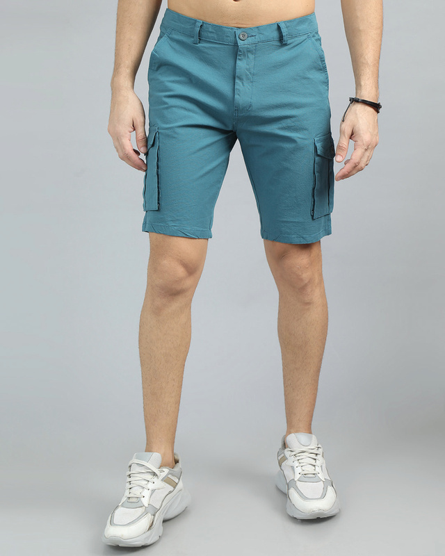 Shop Men's Aegean Blue Cargo Shorts-Front