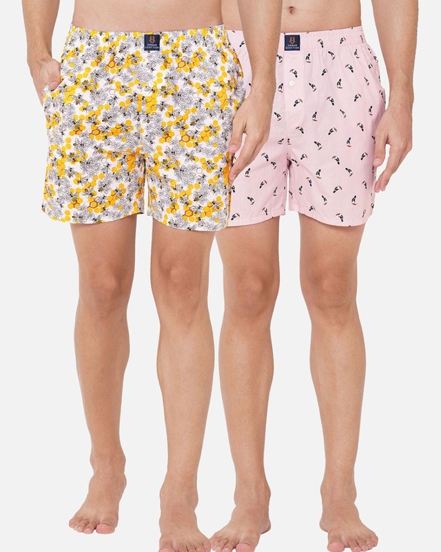 Shop Men's All Over Printed Cotton Boxers (Pack of 2)-Front
