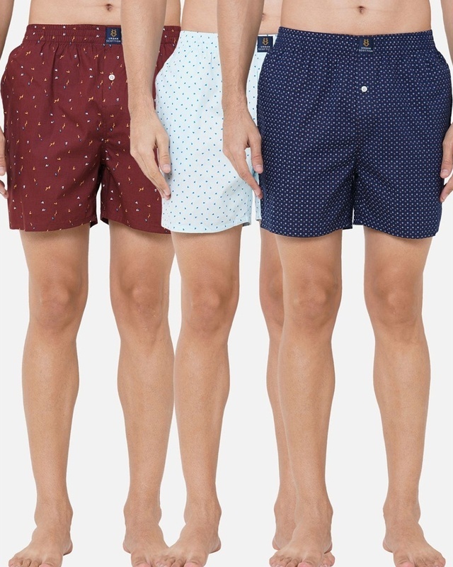 Shop Pack of 3 Men's Multicolor All Over Printed Boxers-Front