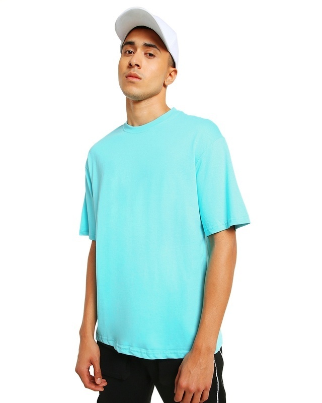 Shop Men's Aqua Sky Oversized T-shirt-Front