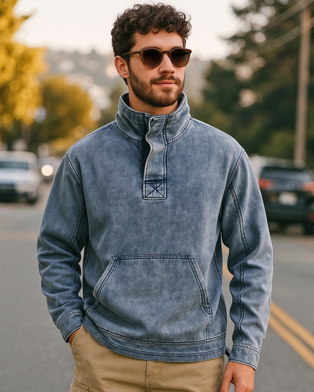 Shop Men's Ashley Blue Oversized Acid Wash Sweatshirt-Front