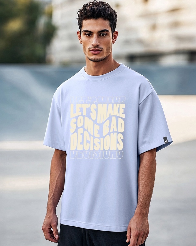 Shop Men's Baby Lavender Let's Make Typography Oversized T-shirt-Front