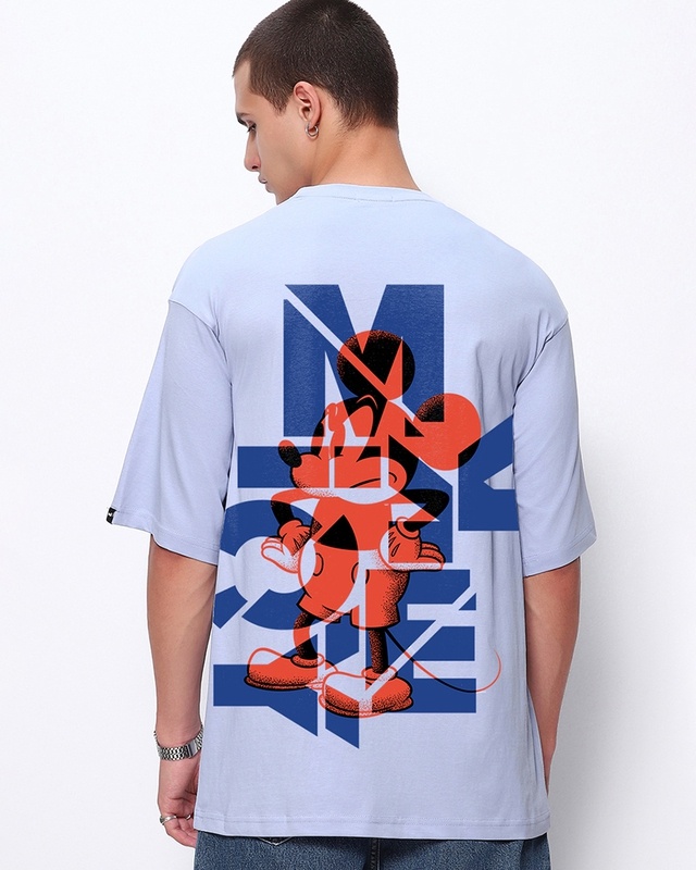 Shop Men's Baby Lavender Mickey Graphic Printed Oversized T-shirt-Front