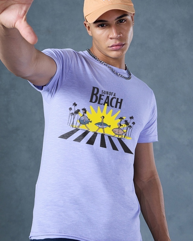 Shop Men's Baby Lavender Sun of a Beach Graphic Printed T-shirt-Front