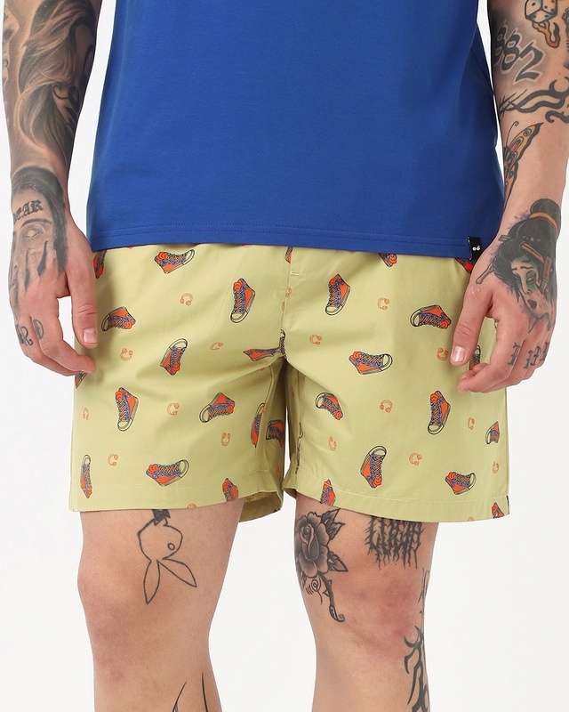 Shop Men's Beige All Over Printed Boxers-Front