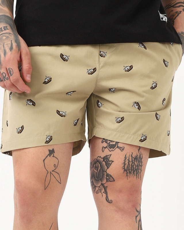 Shop Men's Beige All Over Printed Boxers-Front