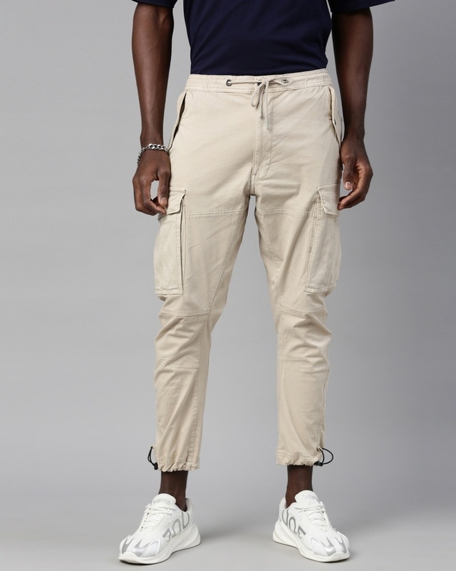 Shop Men's Beige Cargo Trouser-Front