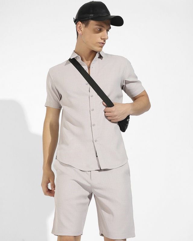 Shop Men's Beige Oversized Co-ordinates-Front