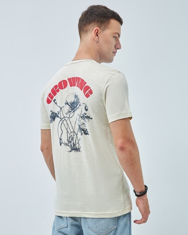 Shop Men's Beige Growing Graphic Printed T-shirt-Front