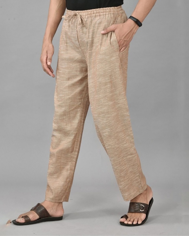 Shop Men's Beige Casual Pants-Front