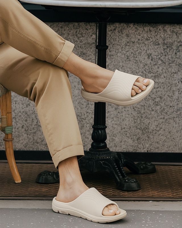 Shop Men's Beige EVA Comfy Sliders-Front