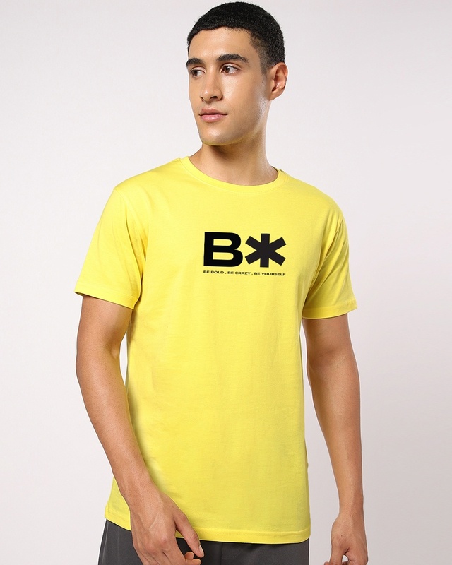 Shop Men's Birthday Yellow Be Yourself Printed T-shirt-Front