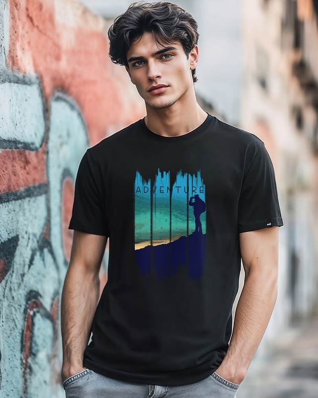 Shop Men's Black Adventure Time Graphic Printed T-shirt-Front