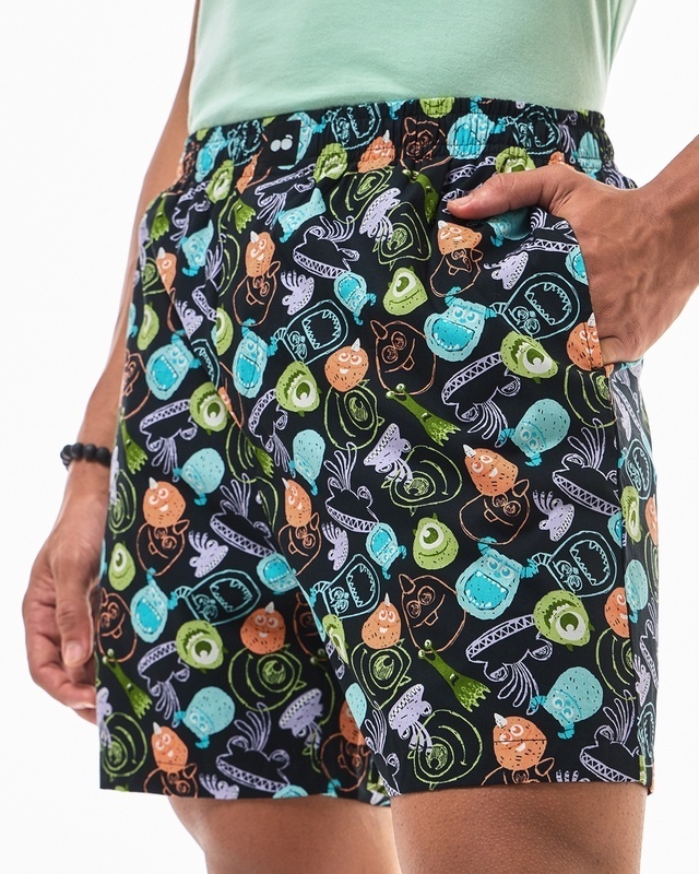 Shop Men's Black All Over Printed Boxers-Front