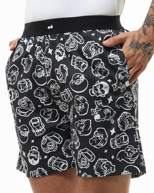 Shop Men's Black Scooby Doo All Over Printed Boxers-Front
