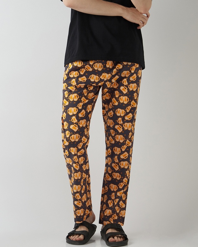 Shop Men's Grey All Over Printed Pyjamas-Front