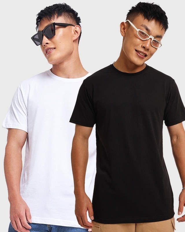Shop Men's Black and White T-shirt Pack of 2-Front