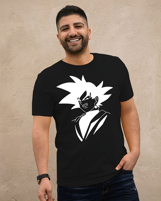 Shop Men's Black Anime Dragon Ball Z Graphic Printed T-shirt-Front