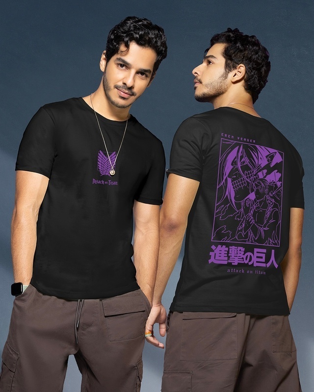 Shop Men's Black AOT Founding Titan Graphic Printed T-shirt-Front