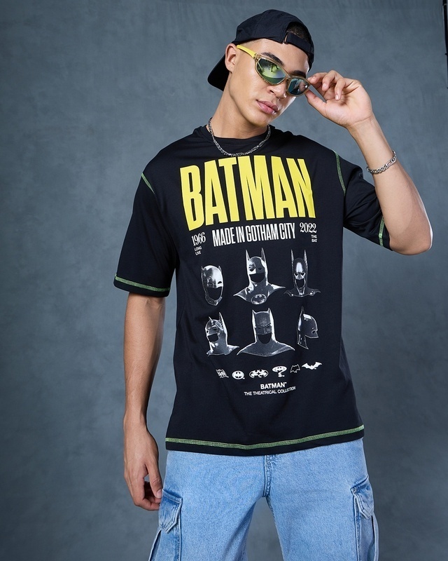 Shop Men's Black Bat Legacy Graphic Printed Oversized T-shirt-Front