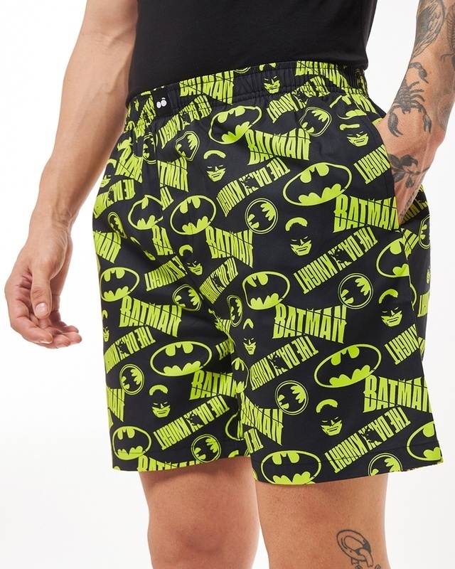 Shop Men's Black Batman All Over Printed Boxers-Front
