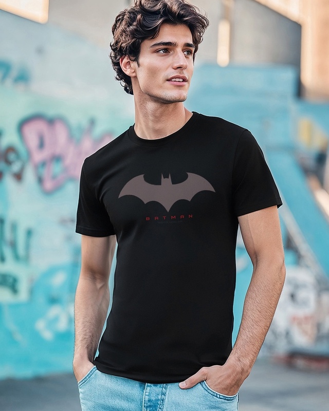 Shop Men's Black Batman Graphic Printed T-shirt-Front