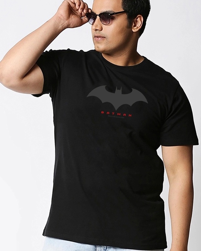 Shop Men's Black Batman Outline Logo Graphic Print Plus Size T-shirt-Front