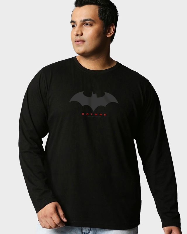 Shop Men's Black Batman Outline Logo Graphic Printed Plus Size T-shirt-Front