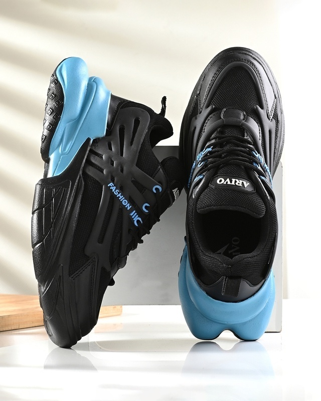 Shop Men's Black & Blue Color Block Casual Shoes-Front