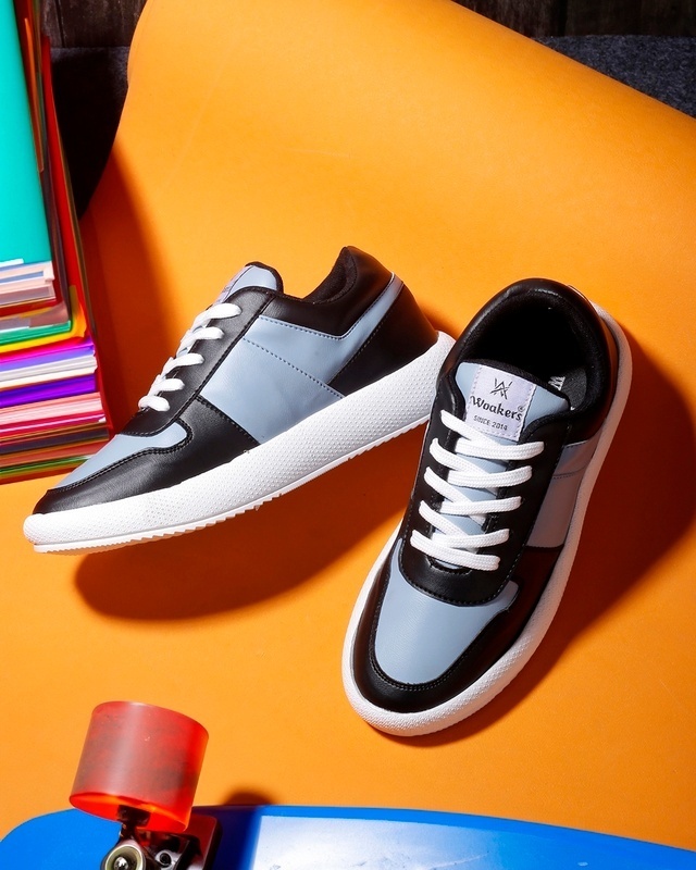 Shop Men's Black & Blue Color Block Sneakers-Front