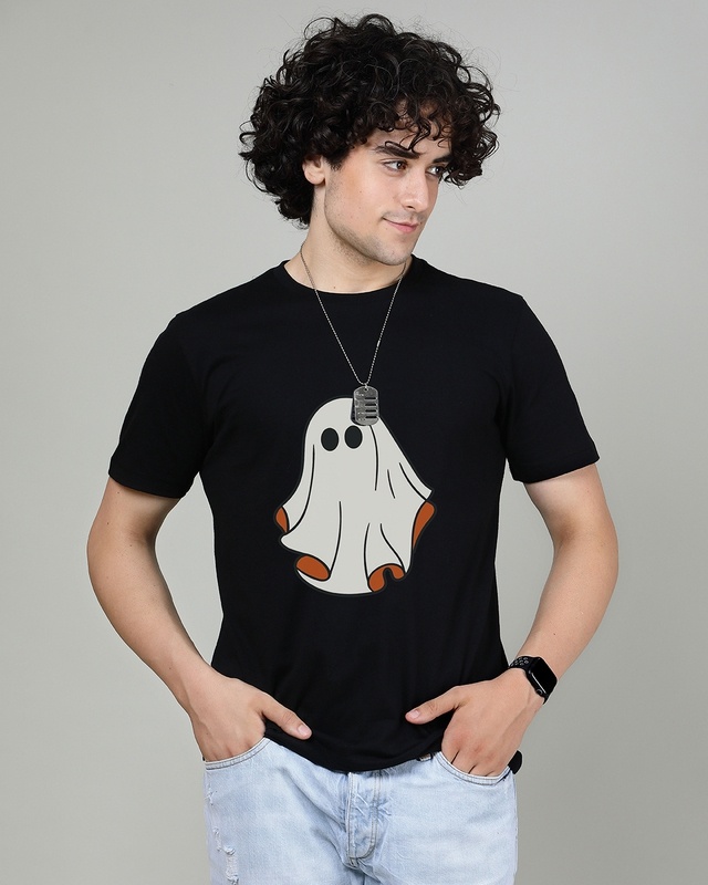 Shop Men's Black Boo Graphic Printed T-shirt-Front