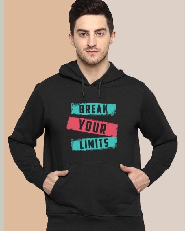 Shop Men's Black Break Your Limits Typography Hoodie-Front