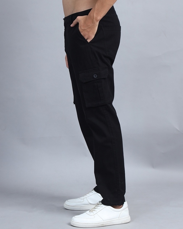 Shop Men's Black Cargo Pants-Front